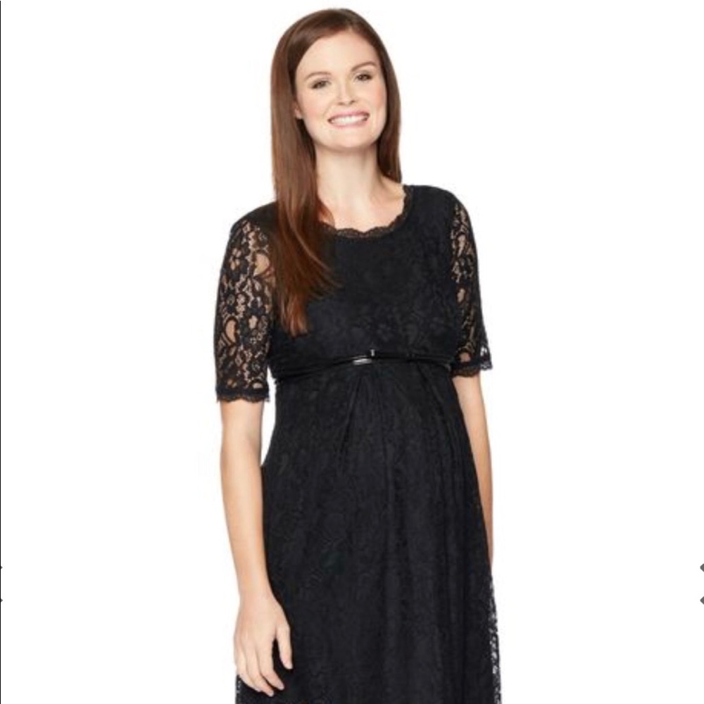 Maternity black lace dress